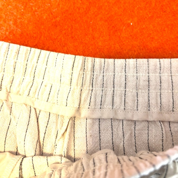 Zara light cream striped linen blend high elastic waist pants NWT - Picture 6 of 10